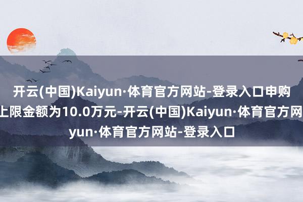 开云(中国)Kaiyun·体育官方网站-登录入口申购、障碍转入上限金额为10.0万元-开云(中国)Kaiyun·体育官方网站-登录入口